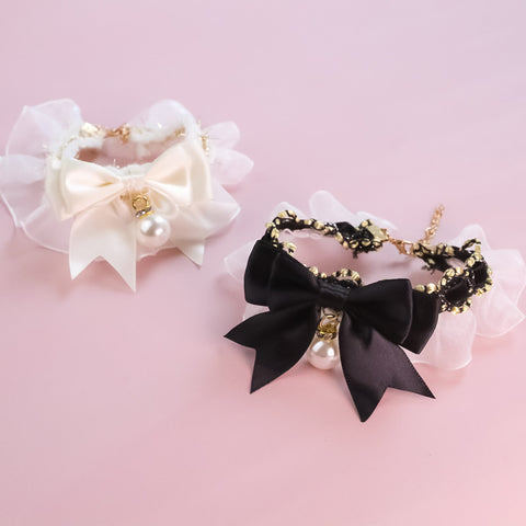 New Lace Elastic Bow Pet Collar
