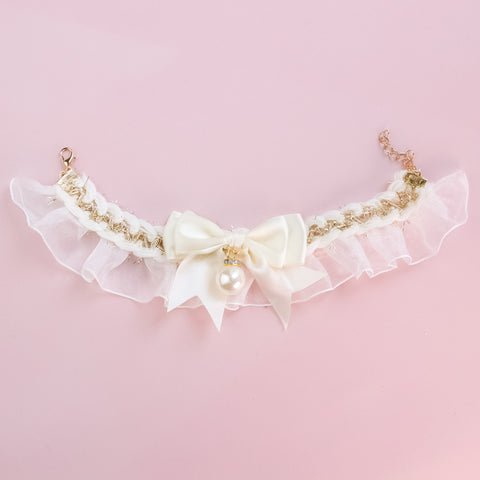 New Lace Elastic Bow Pet Collar