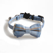 Pet Bell Bow Patch Check Collar